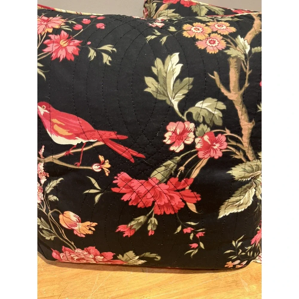 Waverly Chirping Bird Noir Throw Pillows Set‎ Of Two Black Birds Bedding